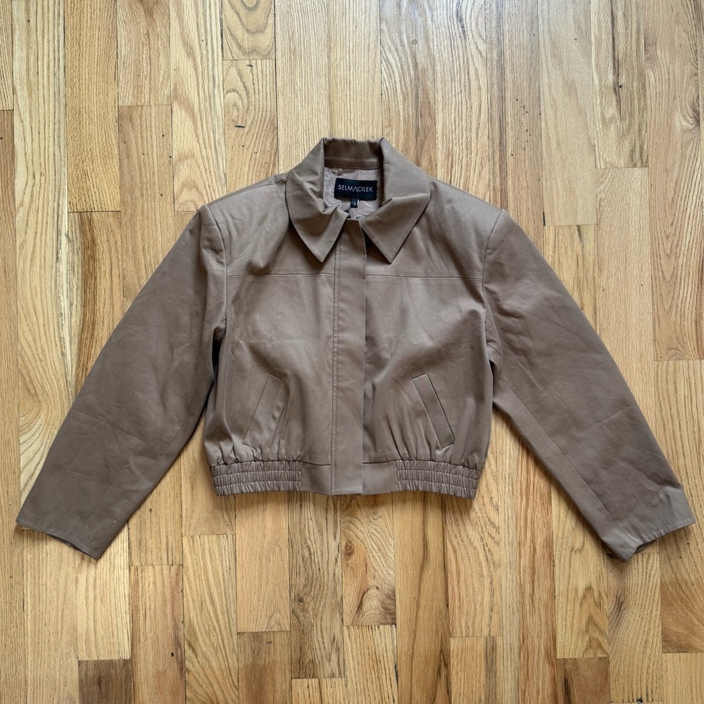 SELMACILEK Zipper Detailed Canvas Jacket in Camel